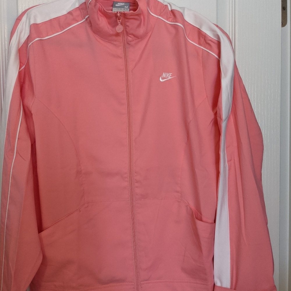 Nike Coral and White Windbreaker - Size Medium